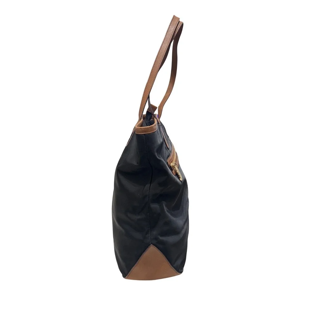 Michael Kors Kempton Nylon Tote Womens Large Black‎ Brown Excellent 30T2GKPT3C